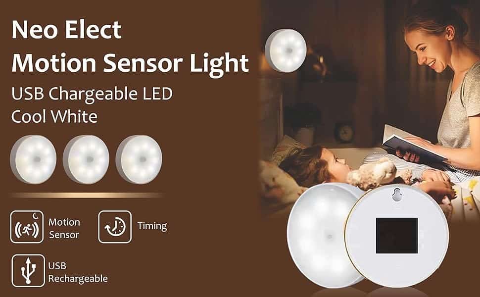 Neo Elect Motion Sensor Light - USB Chargeable LED Cool White