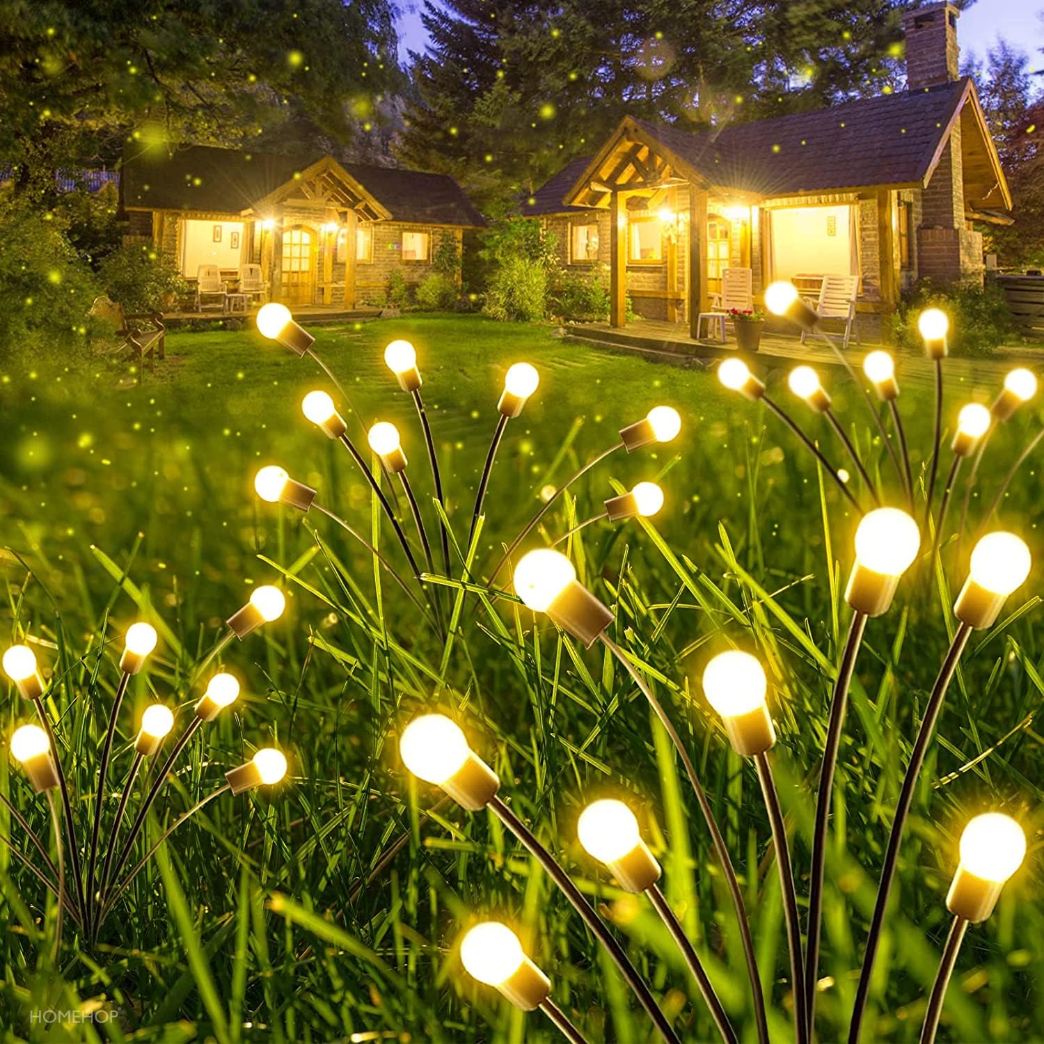 Solar Garden Light - Firefly Solar Lights with 8 LED Bulbs - Pack