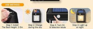 Neo Elect Solar Wall Lamp Single Bulb - usage method