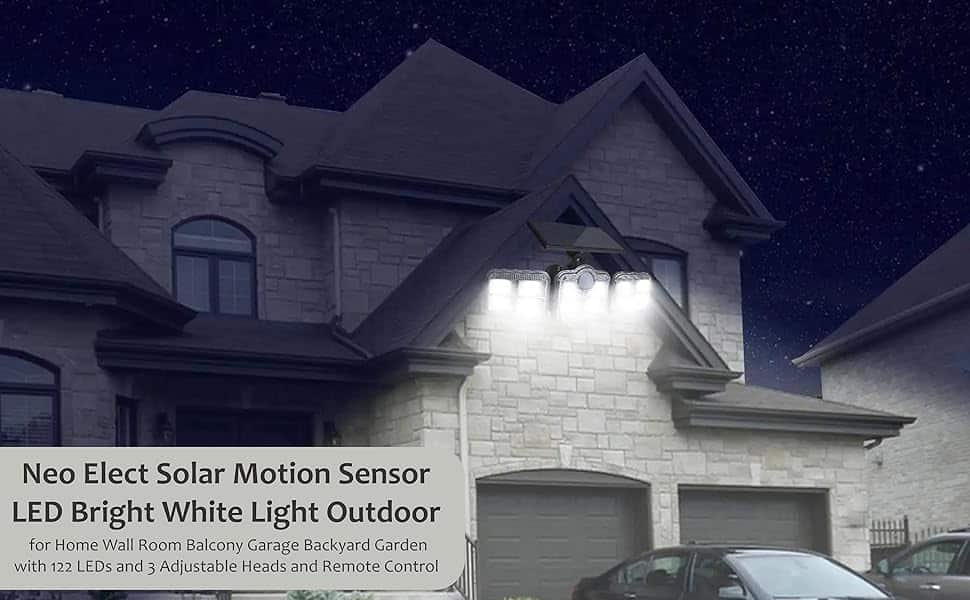 Hero Image Neo Elect 122 LED Motion Sensor Solar LED Light with 3 Adjustable Head and Remote Control